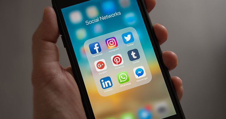 Social Media Network Icons on Mobile Device